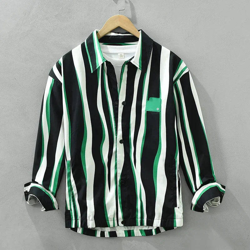 Camiel - Chemise Rayée Verte - Élégant - Hommes-1