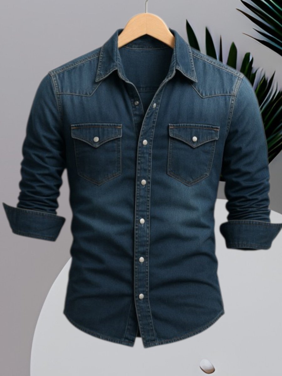Nicolas - Chemise Denim Stylée Manches Longues Homme