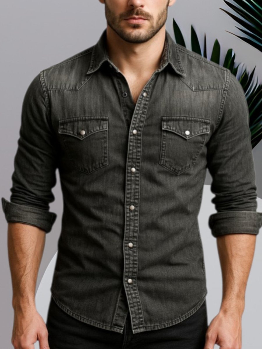 Nicolas - Chemise Denim Stylée Manches Longues Homme
