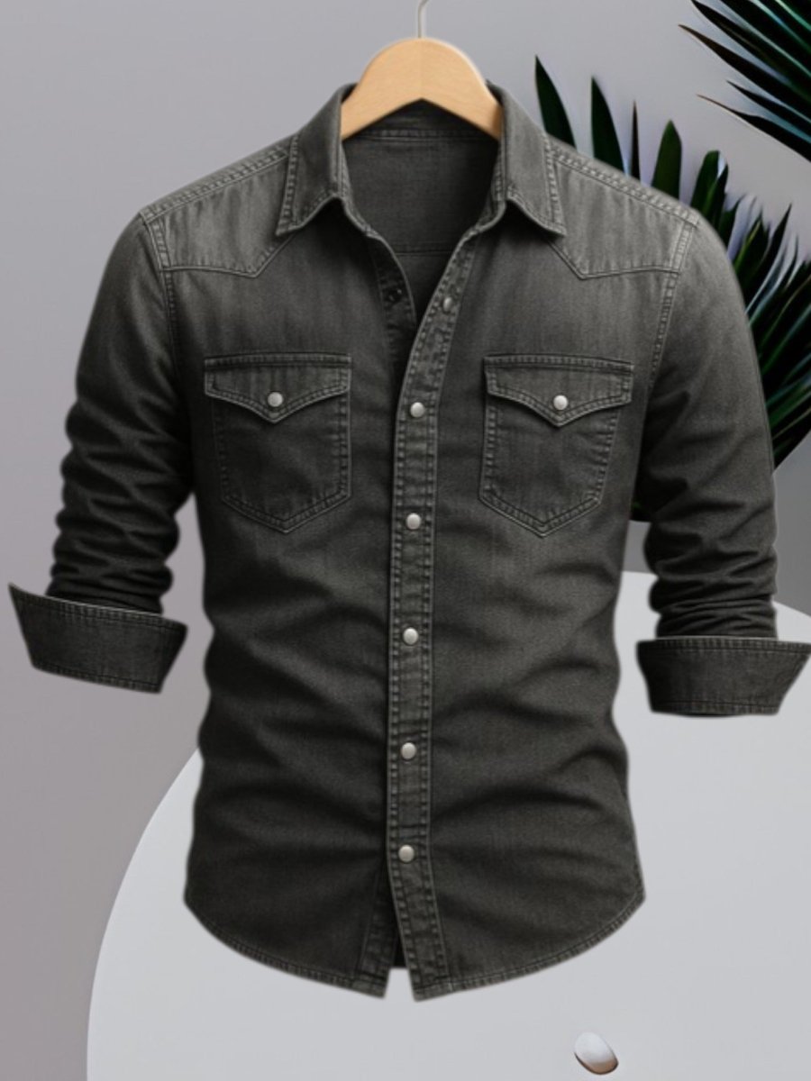 Nicolas - Chemise Denim Stylée Manches Longues Homme