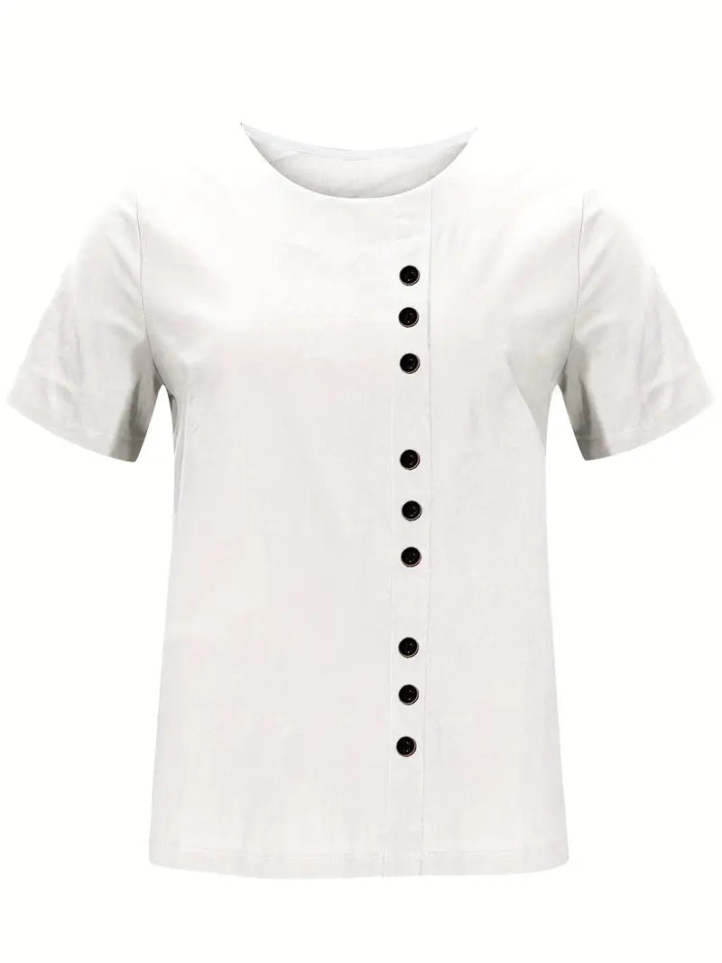 Blouse Femme En Lin Manches Courtes Boutonnée - Janine