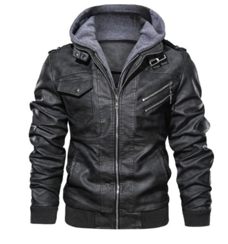 Alexandre | Veste Élégante Cuir à Capuche