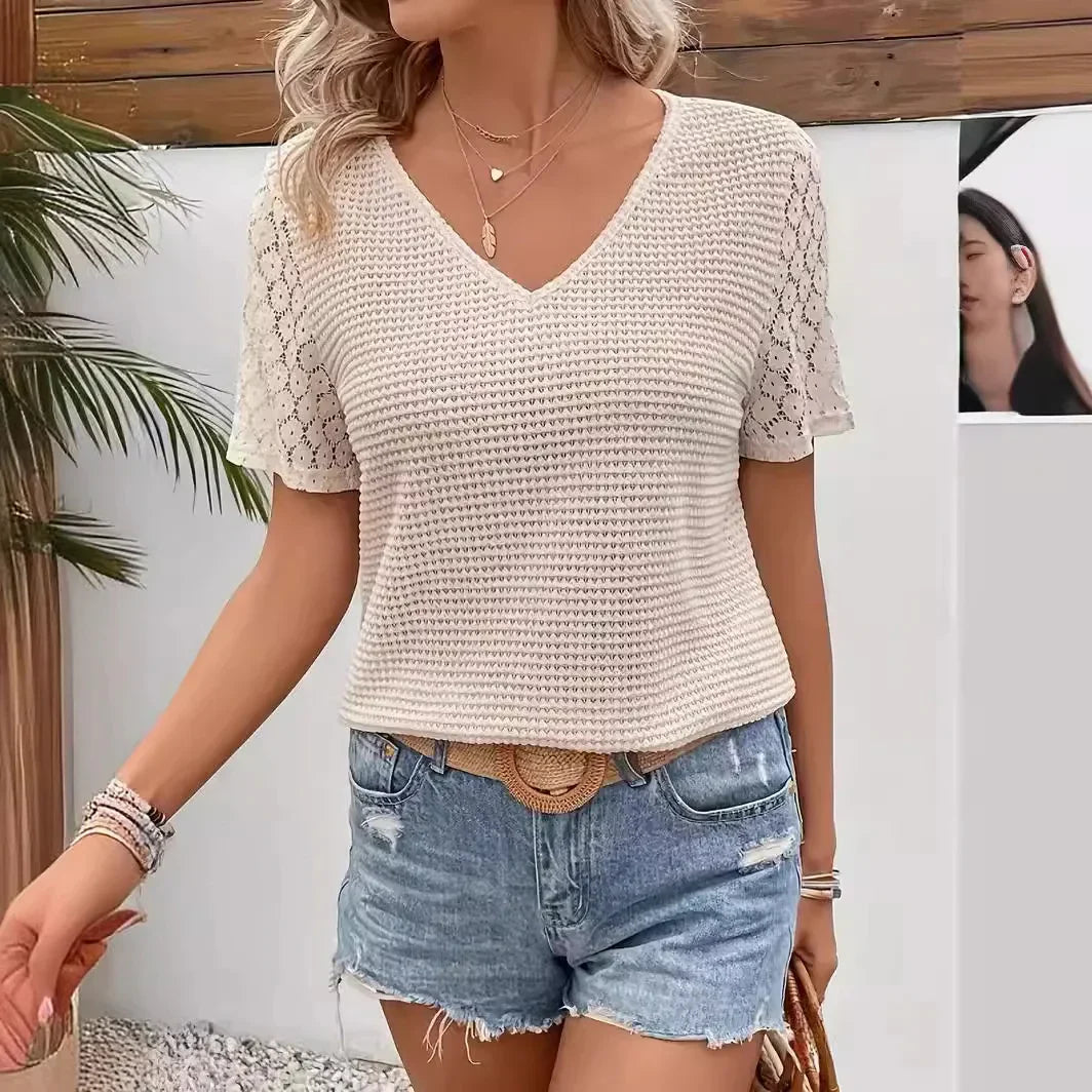Top Femme En Crochet Col V Bohème - Lucy