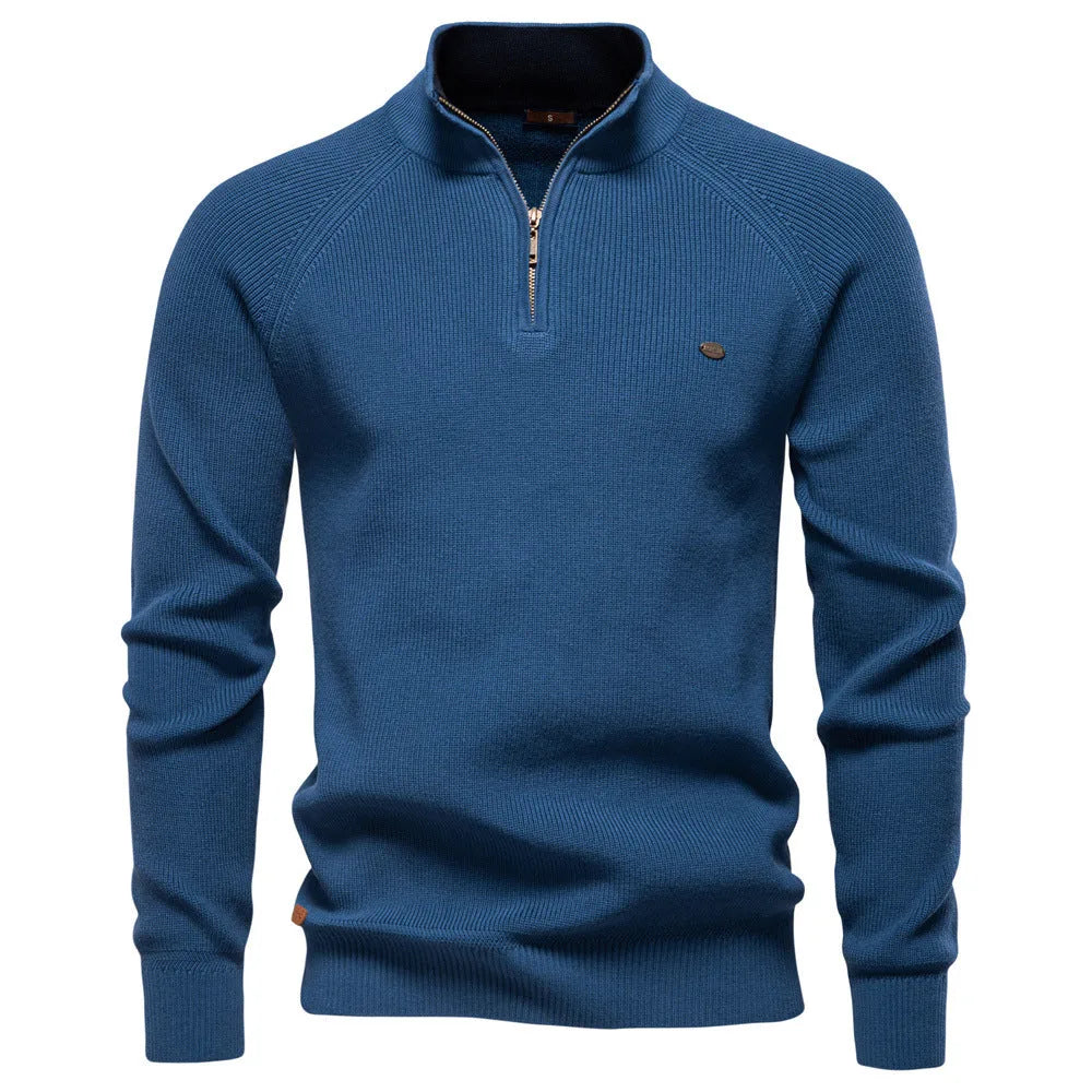 Julien - Pull Élégant Col Montant Zippé