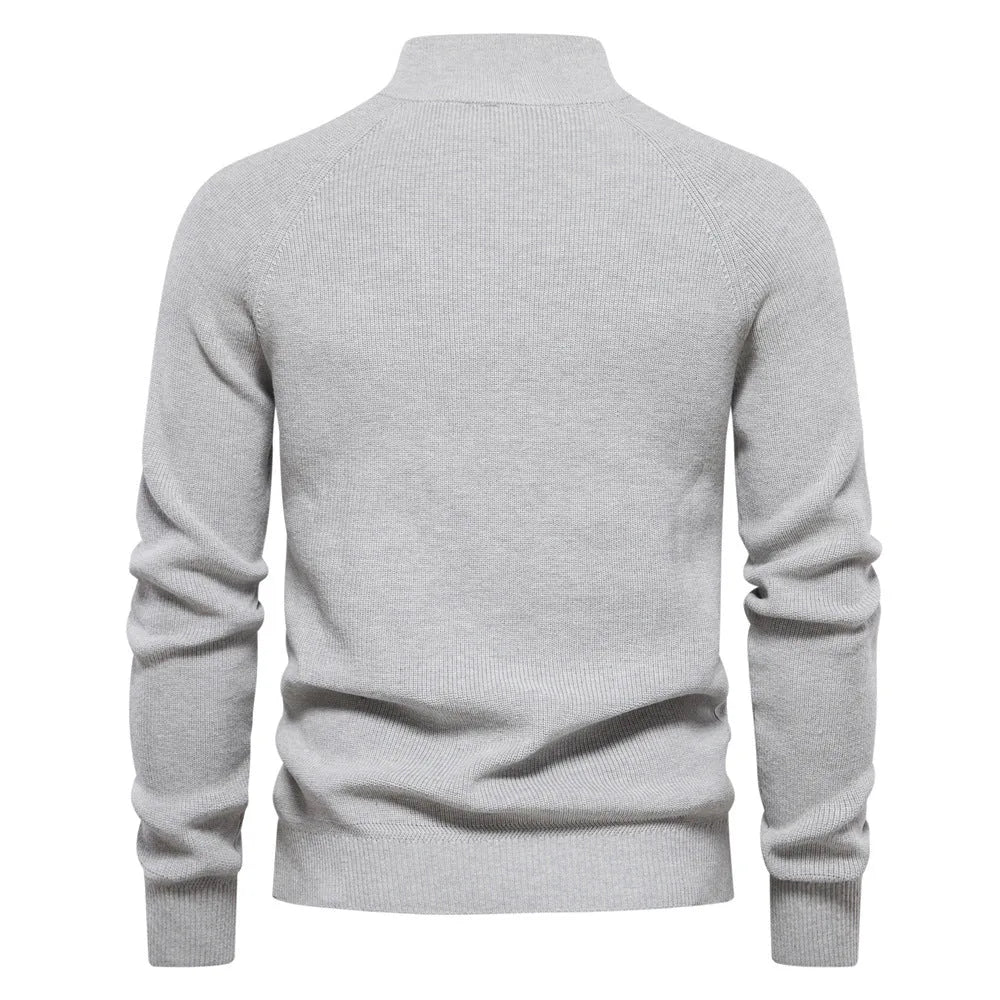 Julien - Pull Élégant Col Montant Zippé