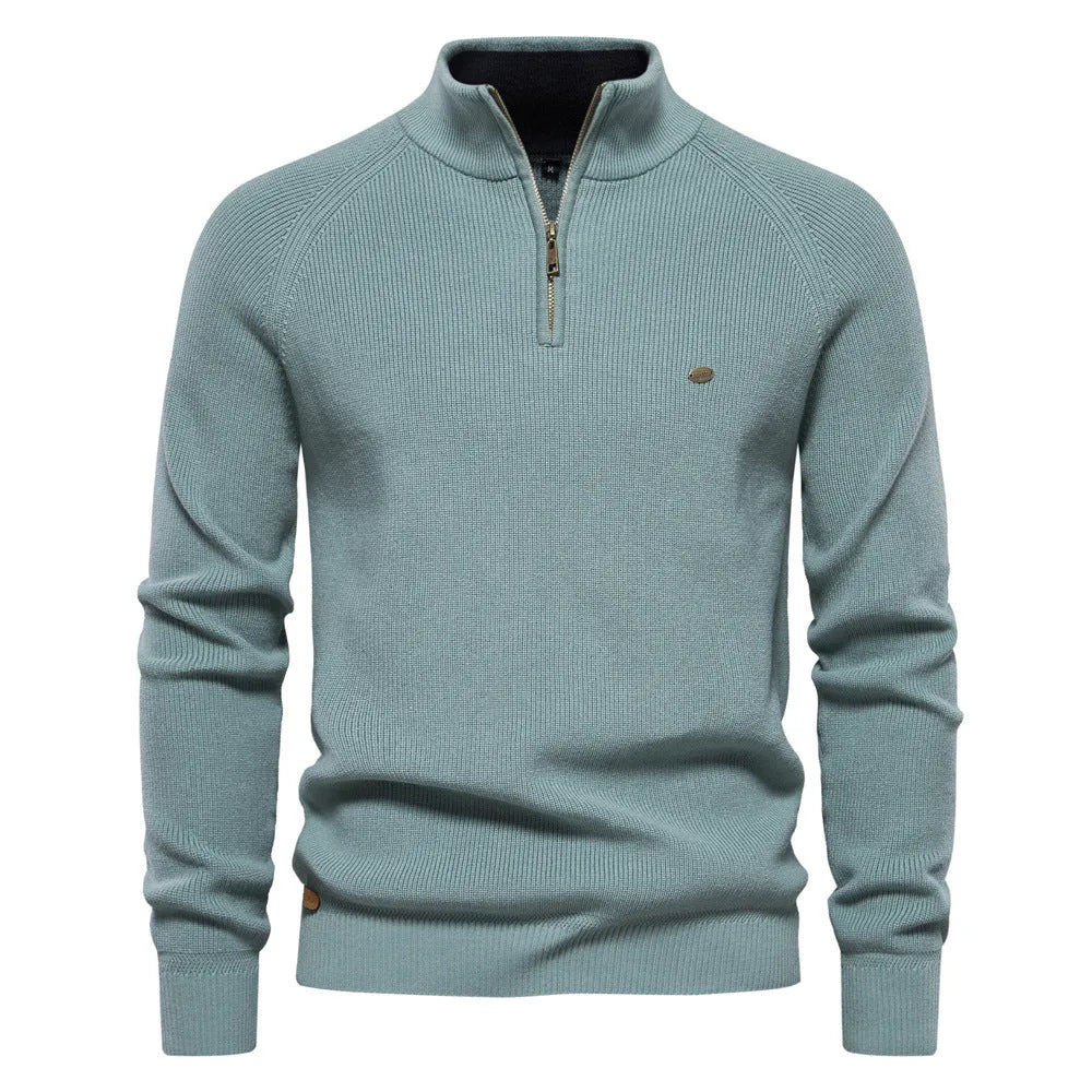 Julien - Pull Élégant Col Montant Zippé