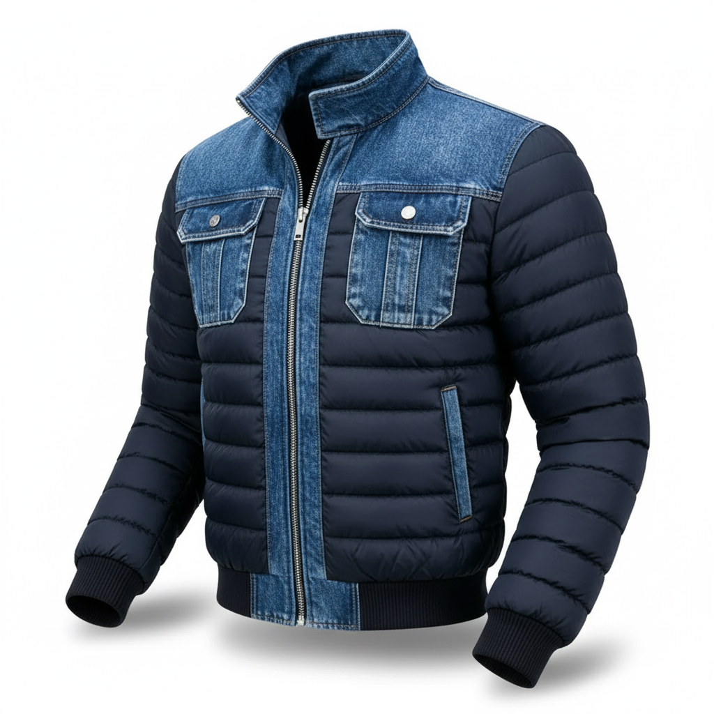 Damien - Doudoune Chic Jean Col Montant