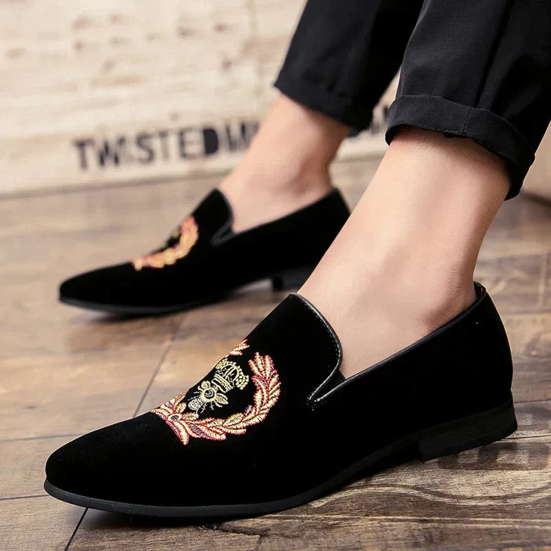 Benedict - Mocassins En Velours Avec Emblème Brodé