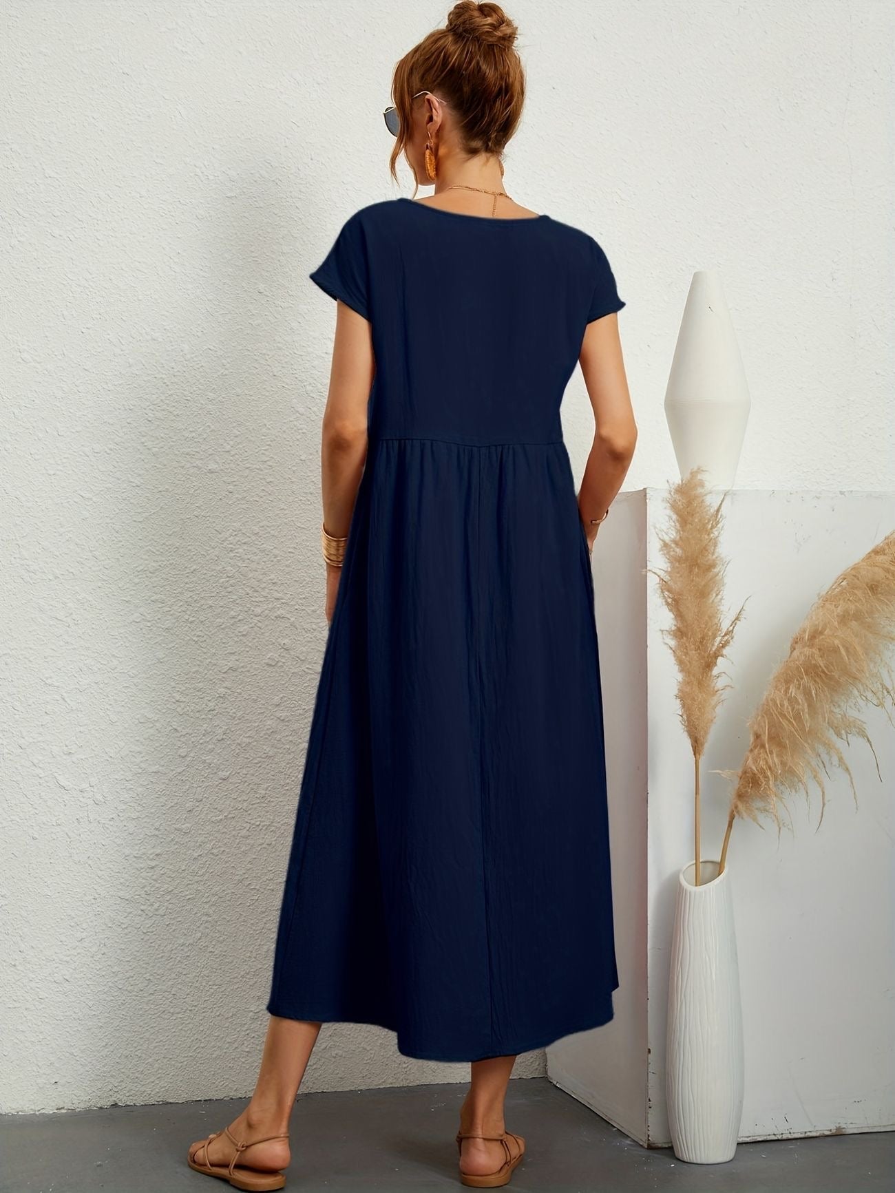 Manon - Robe Longue Décontractée Manches Courtes Femme