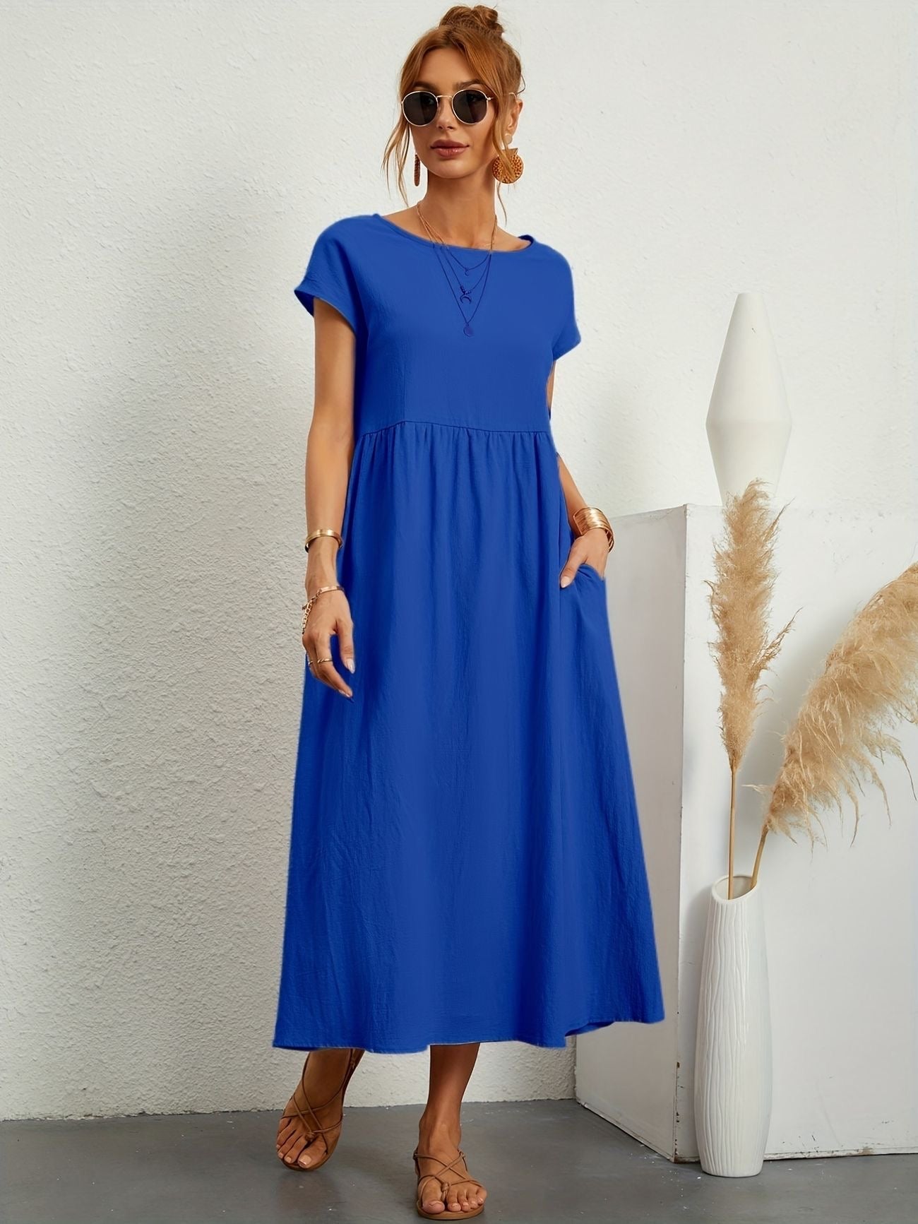Manon - Robe Longue Décontractée Manches Courtes Femme