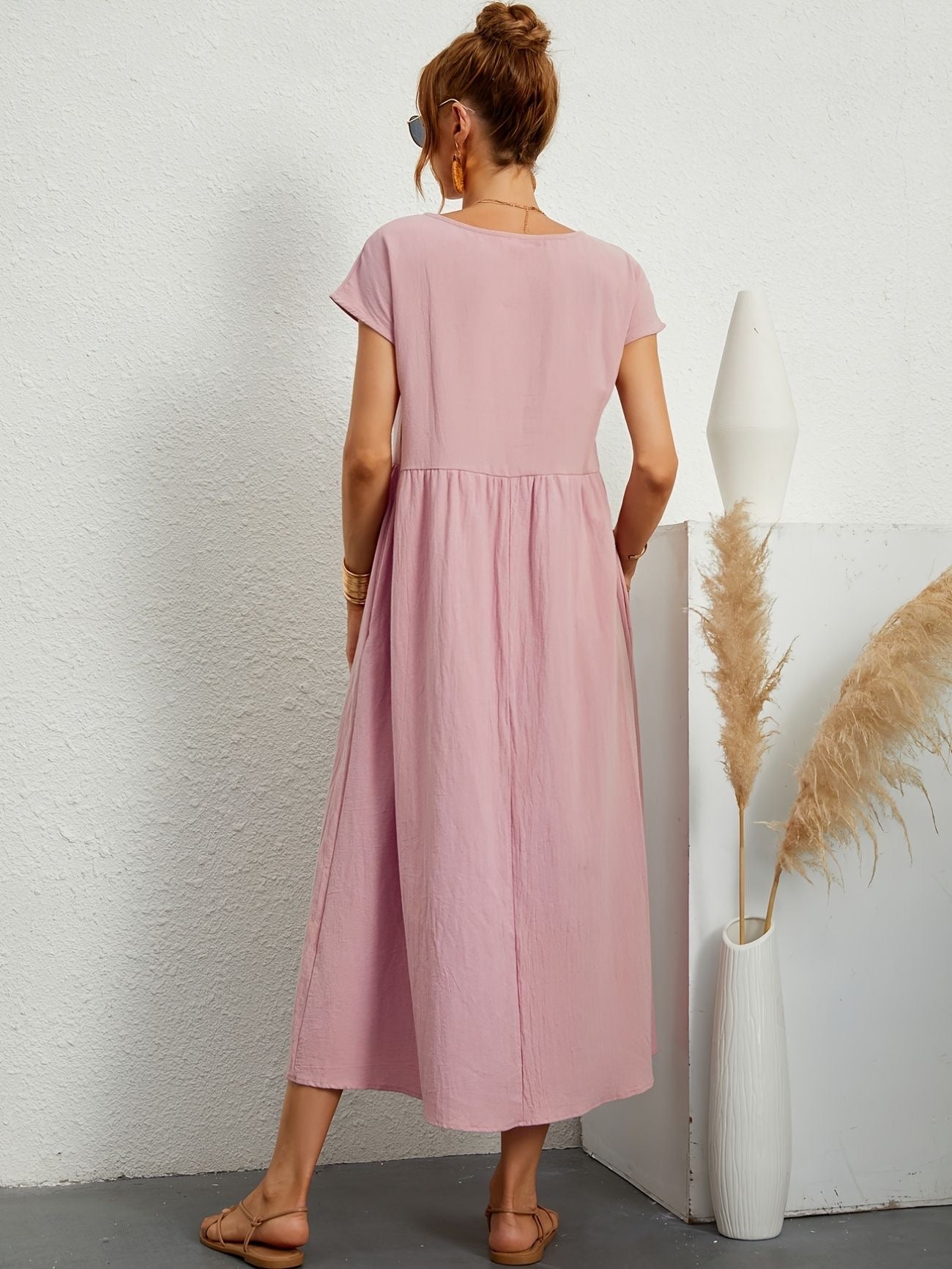 Manon - Robe Longue Décontractée Manches Courtes Femme