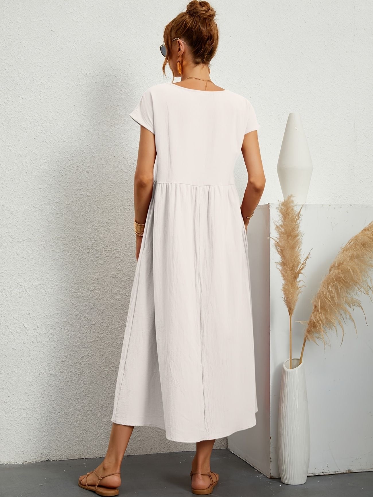 Manon - Robe Longue Décontractée Manches Courtes Femme