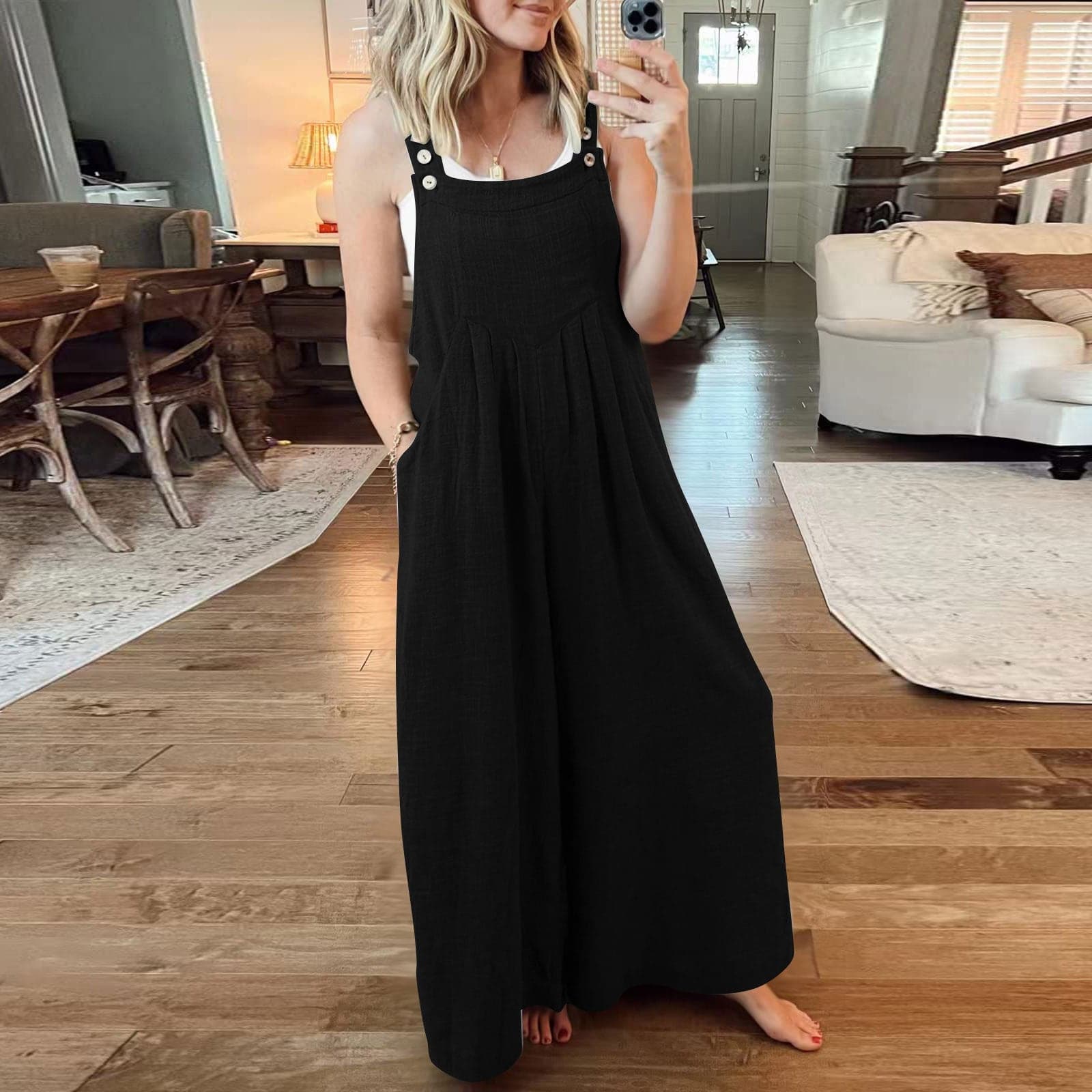 Image variante pour Alina - Combinaison légère pour femmes - Jambes larges et bretelles ajustables - Femmes-47