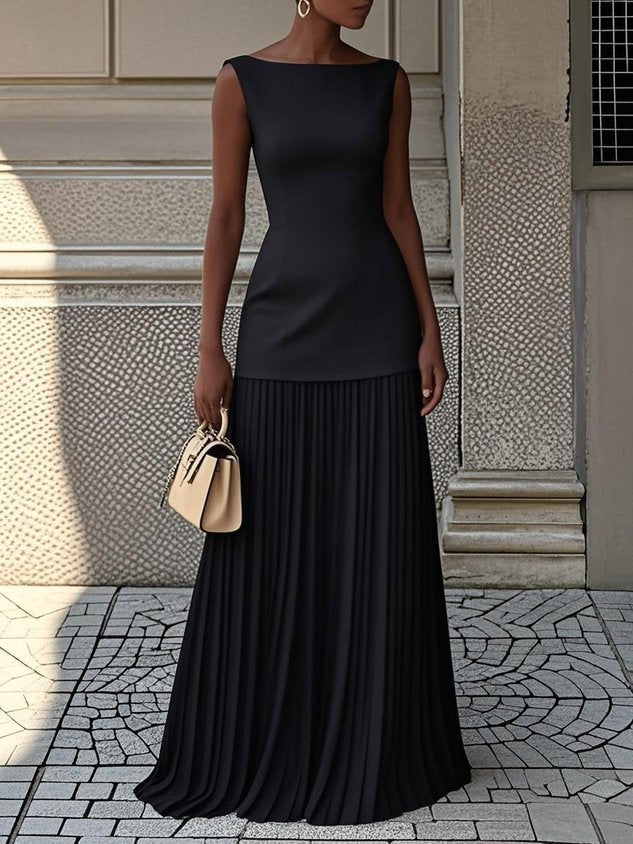 Louise - Robe Longue Femme Élégante Plissée