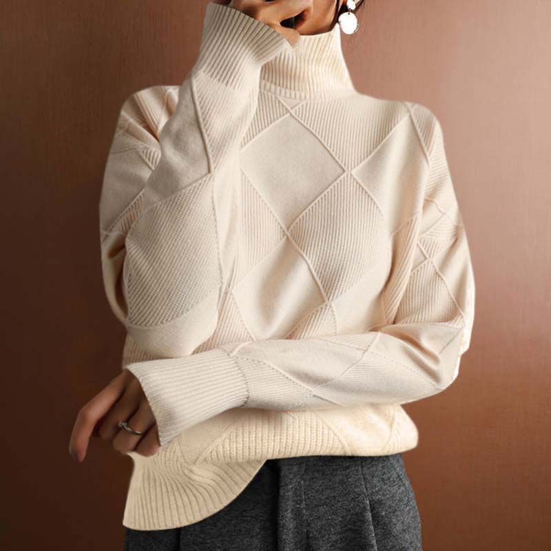 Émilie - Pull Élégant Oversize Col Roulé