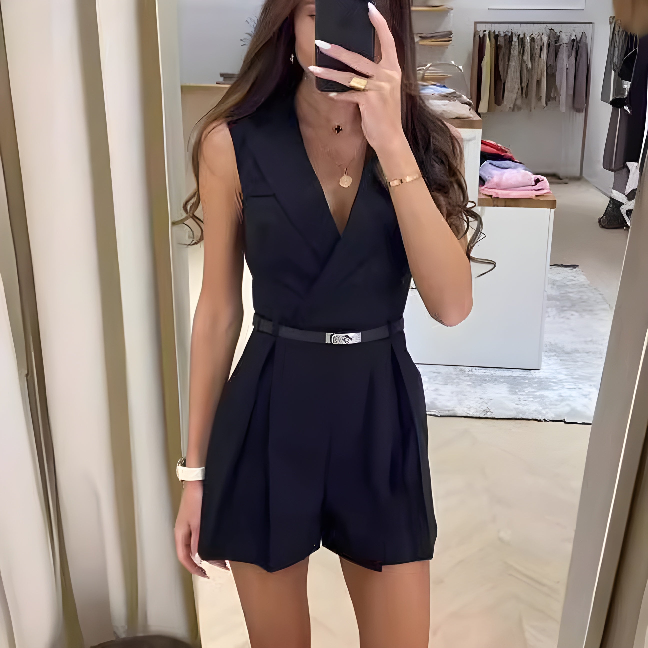 Marga - Combinaison Noire Festive Femme - Élégante et Sans Manches - Femme-3