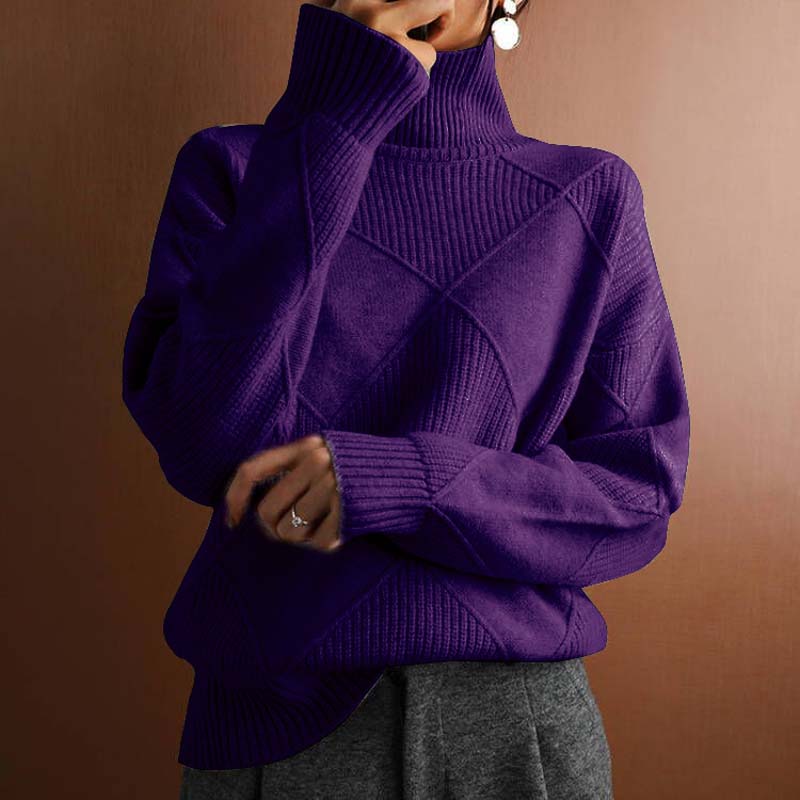 Émilie - Pull Élégant Oversize Col Roulé