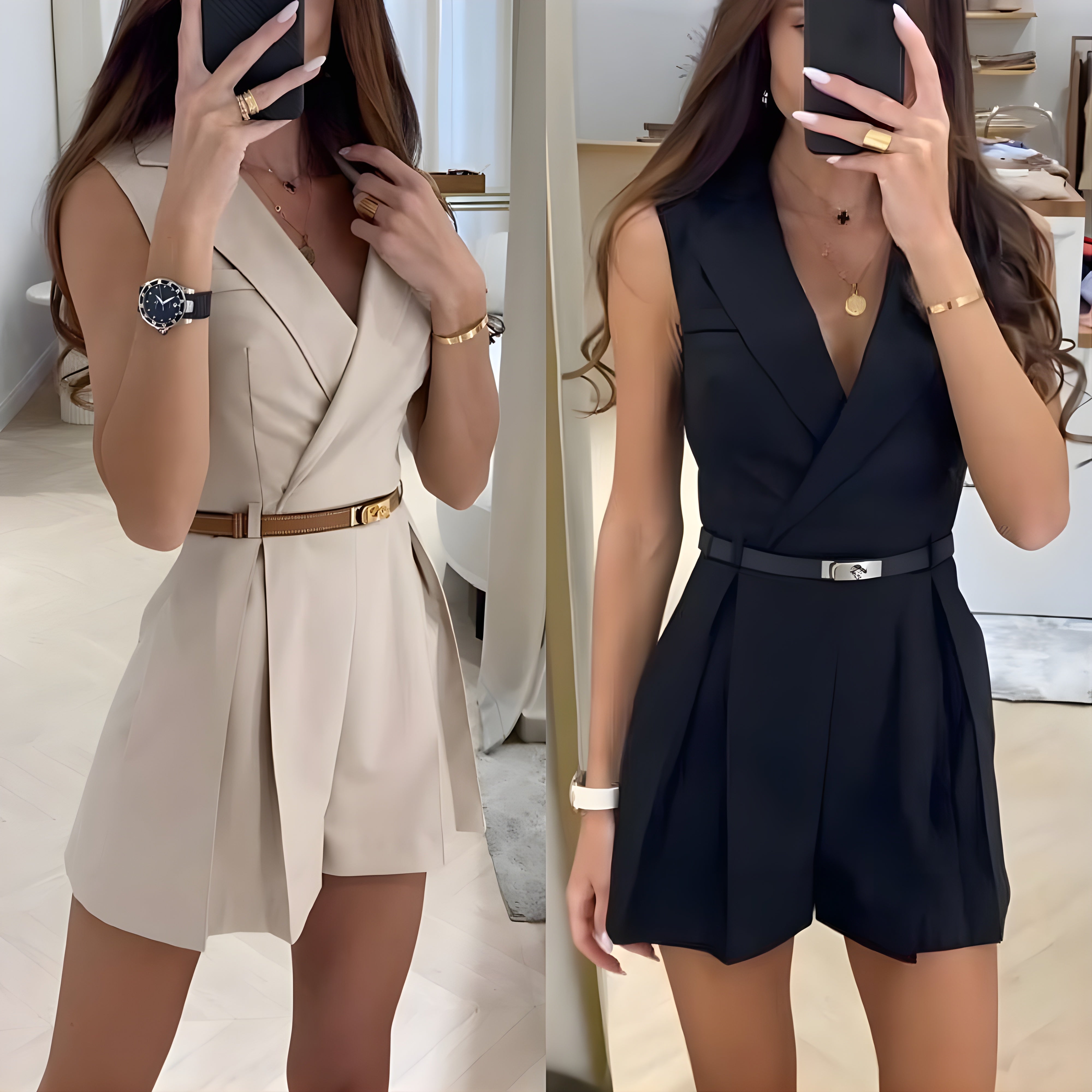 Marga - Combiné noir festive pour femmes - Élégante et sans manches - Femmes-2