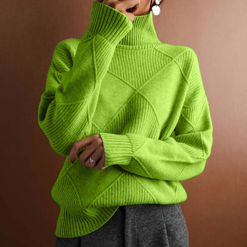 Émilie - Pull Élégant Oversize Col Roulé