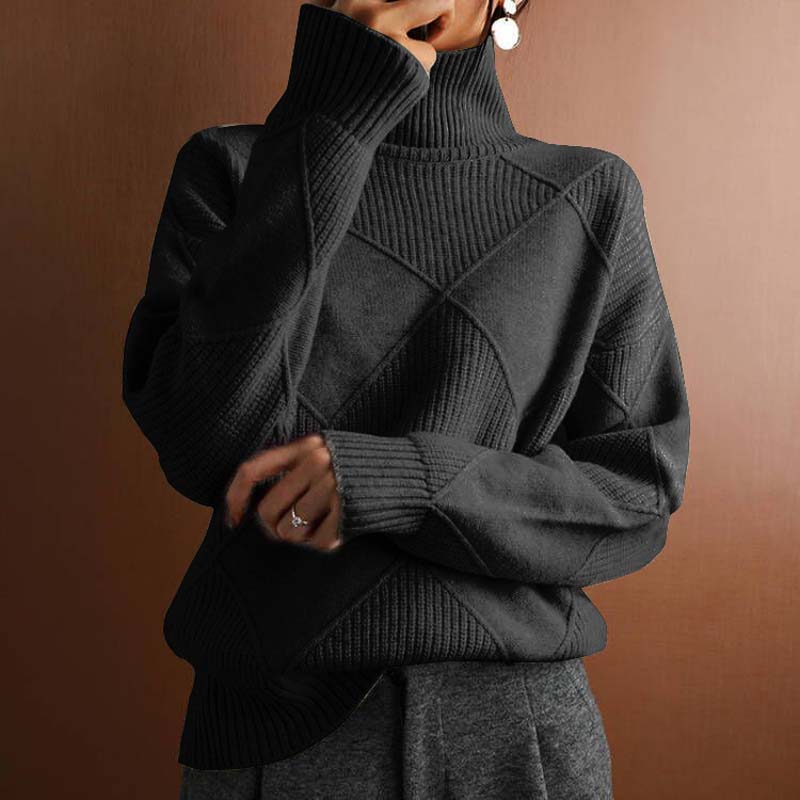 Émilie - Pull Élégant Oversize Col Roulé