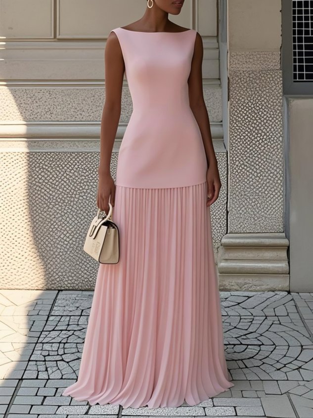 Louise - Robe Longue Femme Élégante Plissée
