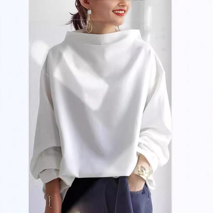Nathalie - Blouse Élégante Oversize Col Montant