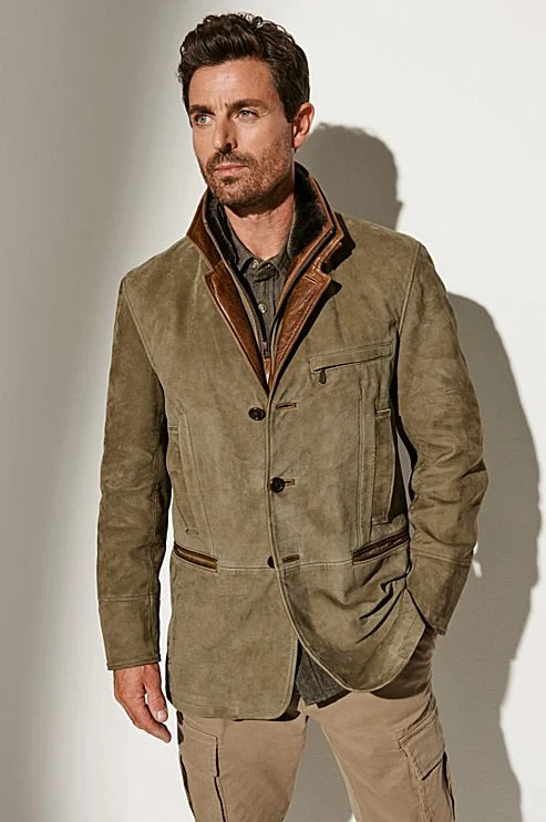 Christophe | Veste ĂlĂ©gante Daim Vintage