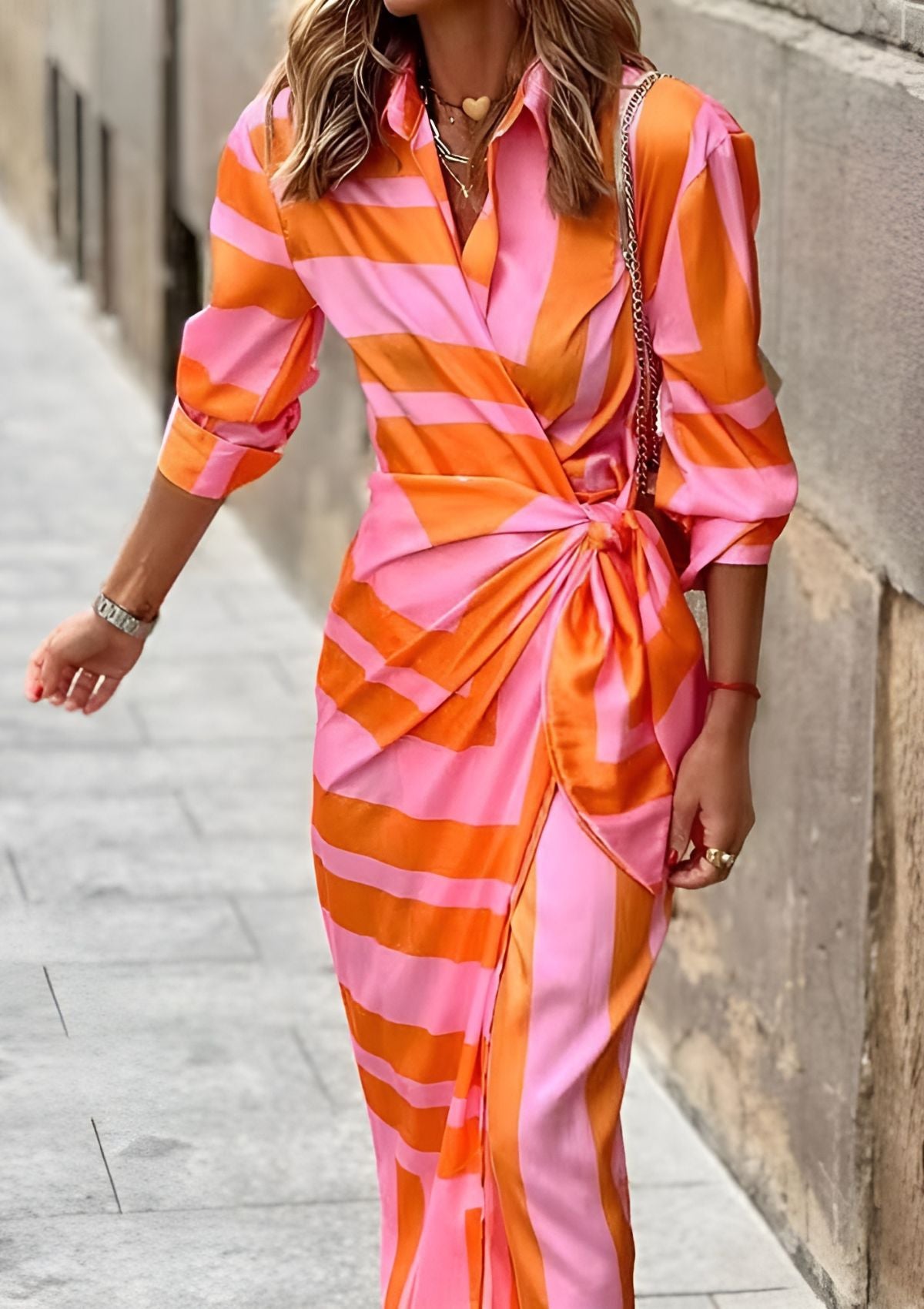 Marine - Robe Portefeuille Femme Rayée