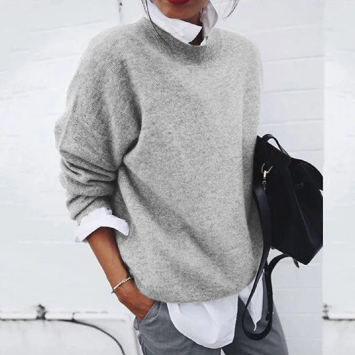 Camille - Pull Élégant Oversize Col Montant
