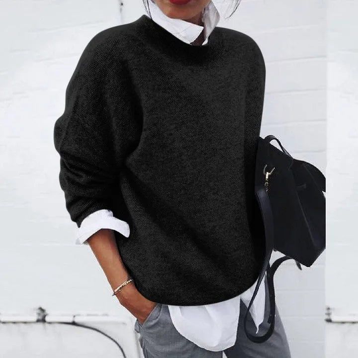 Camille - Pull Élégant Oversize Col Montant