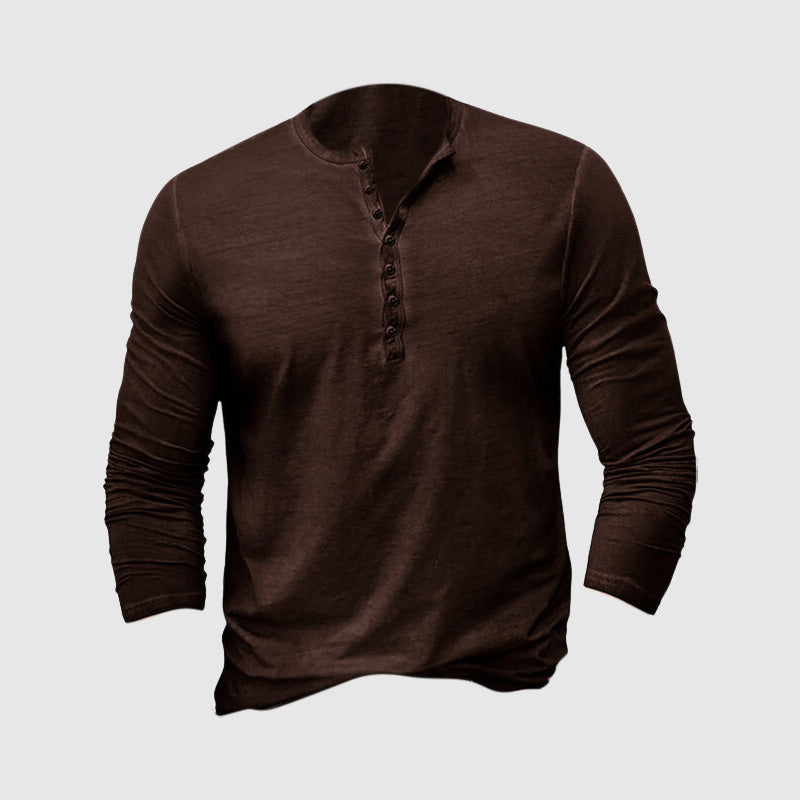 Luca - T-shirt Henley Manches Longues Décontracté Homme
