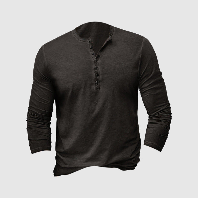 Luca - T-shirt Henley Manches Longues Décontracté Homme