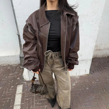 Odille - Veste en cuir luxueuse femmes intemporelle