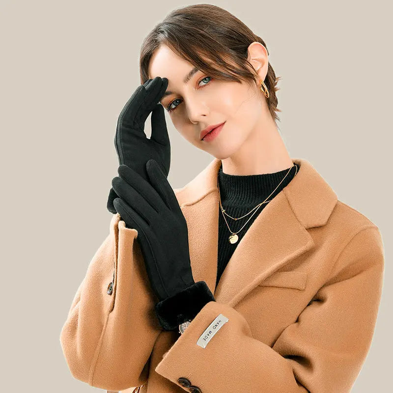 Juliette – Gants Élastiques En Peluche Chaude, Doux Et Pratiques