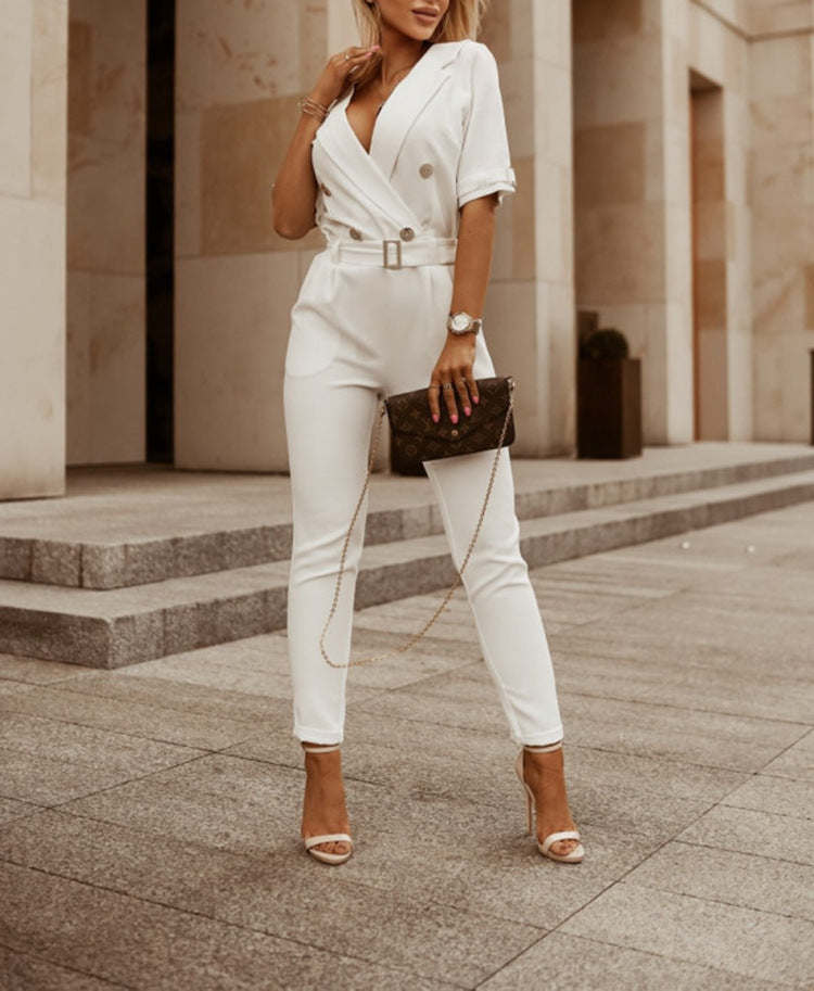 Image variante pour Florine - Combinaison Noire Femme - Décolleté en V Festif et Manches Mi-Longues, - Femmes-6