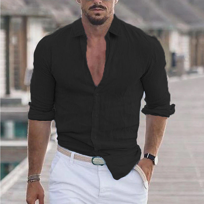 Image variante pour Sander - Chemise en lin pour hommes - Respirante - Style décontracté-7