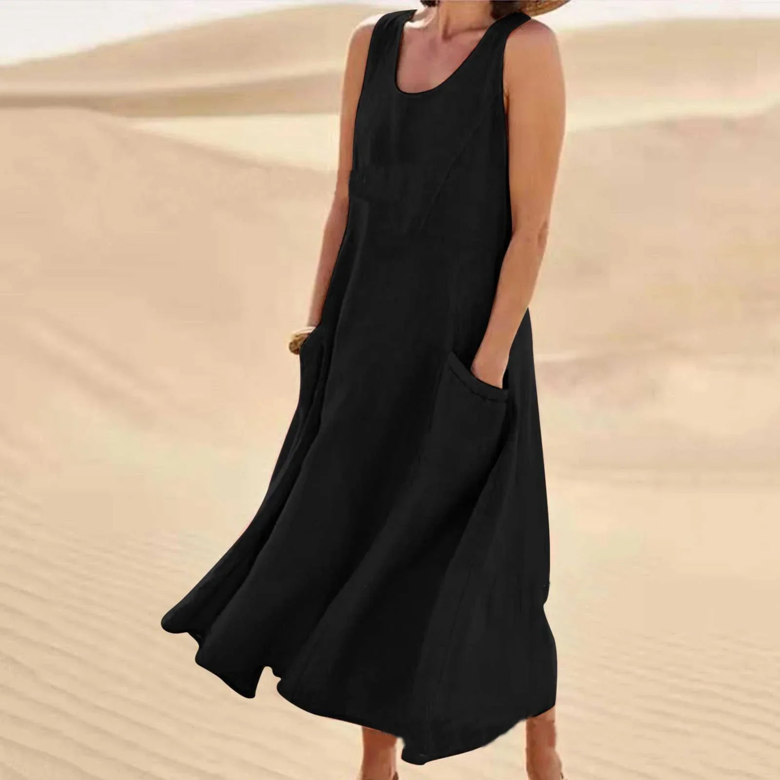 Camille - Robe Lin Sans Manches Longue Femme
