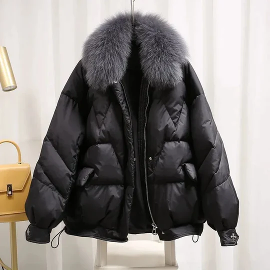 Karine - Doudoune Chic Oversize Col Fourré