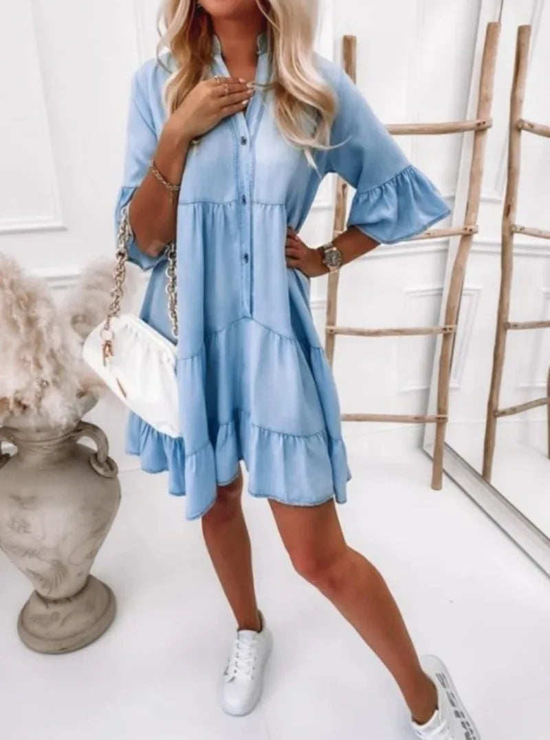 Margaux - Robe D'Été Denim Chic