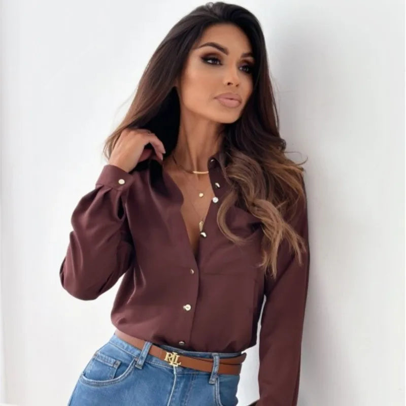 Blouse Femme En Satin Manches Longues - Anaïs