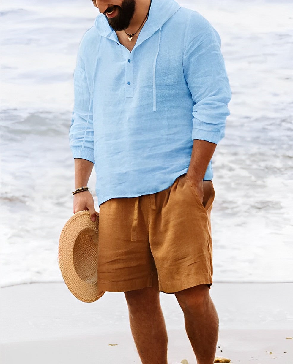 Image variante pour Marcel - Chemise en lin - Sweat à capuche décontracté - Hommes-21