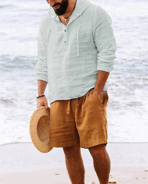 Image variante pour Marcel - Chemise en lin - Sweat à capuche décontracté - Hommes-11