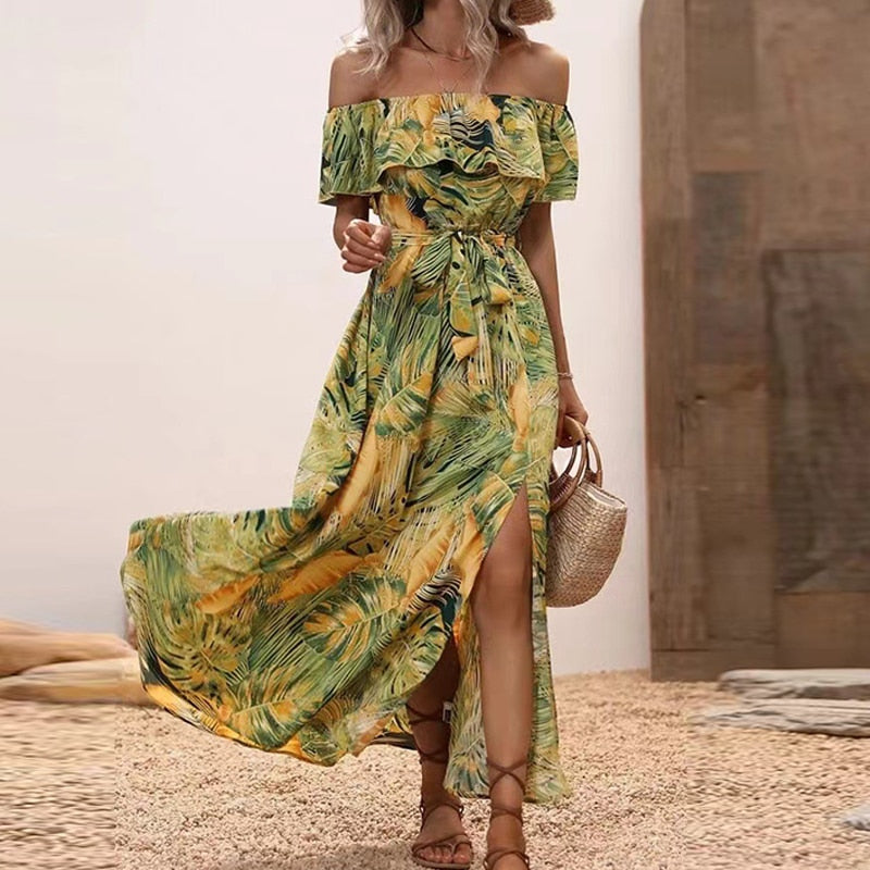 Lorena - Robe midi à épaules dénudées - Élégante et féminine - Femmes-2
