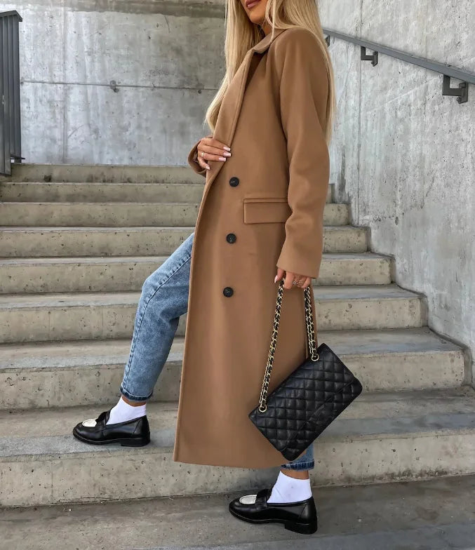 Caroline | Manteau ĂlĂ©gant CroisĂ© CeinturĂ©