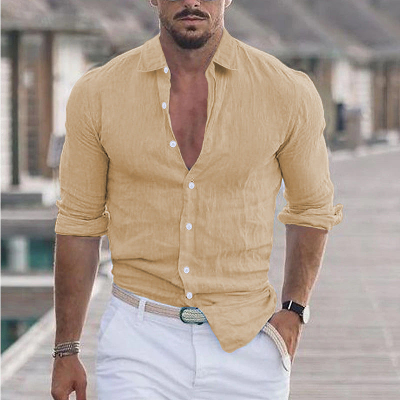 Image variante pour Sander - Chemise en Lin pour Hommes - Respirante - Style Décontracté-13