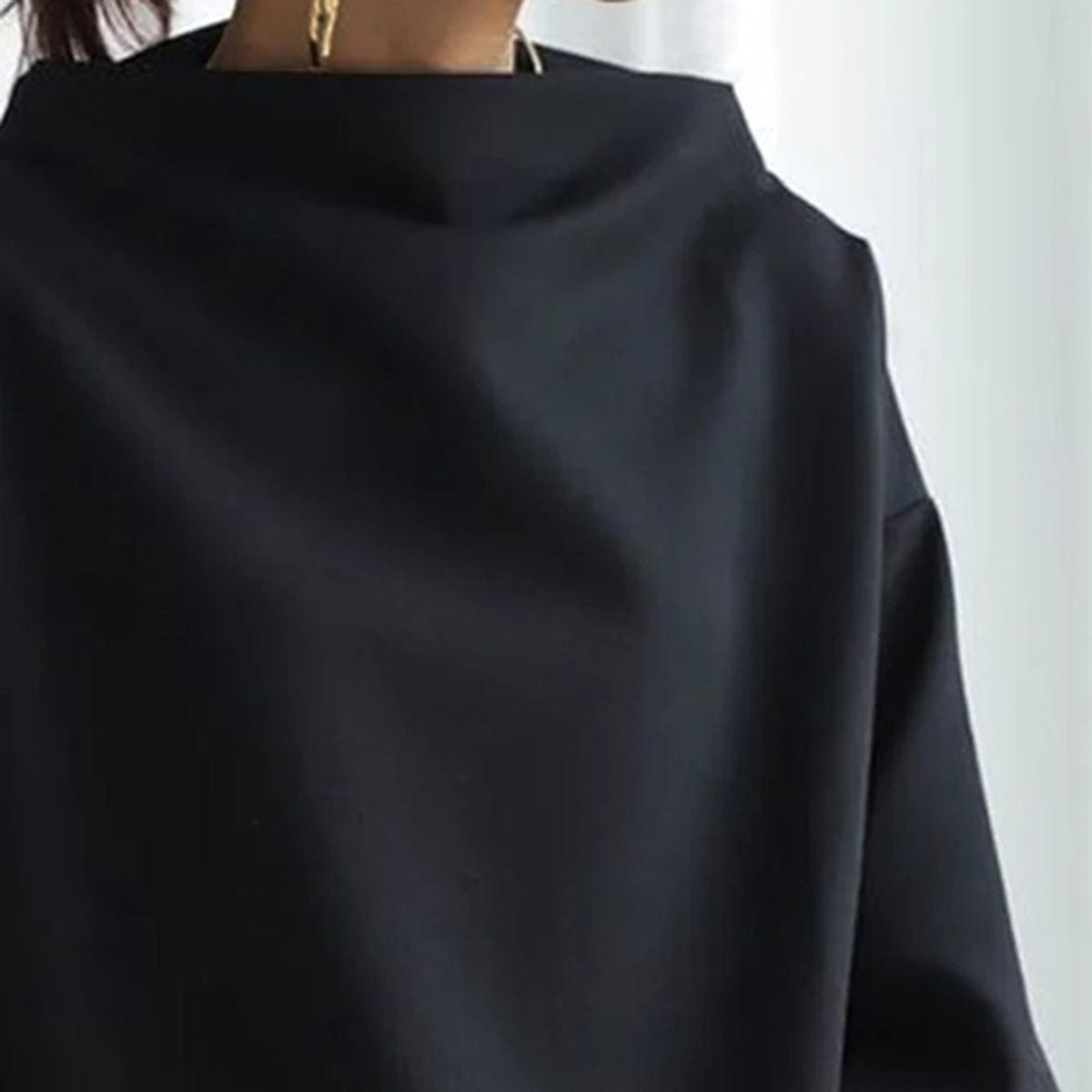 Nathalie - Blouse Élégante Oversize Col Montant