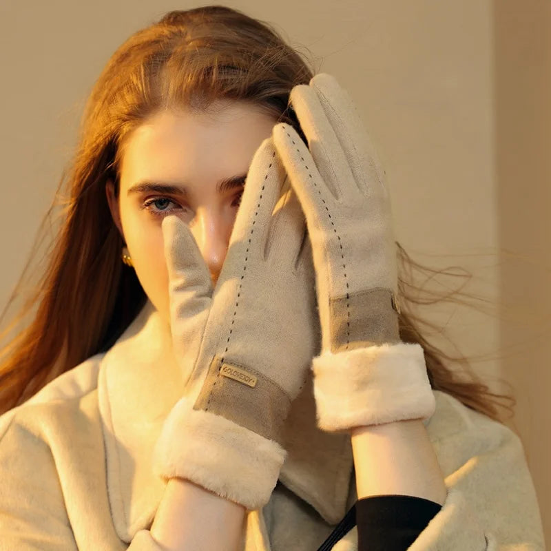 Juliette – Gants Élastiques En Peluche Chaude, Doux Et Pratiques