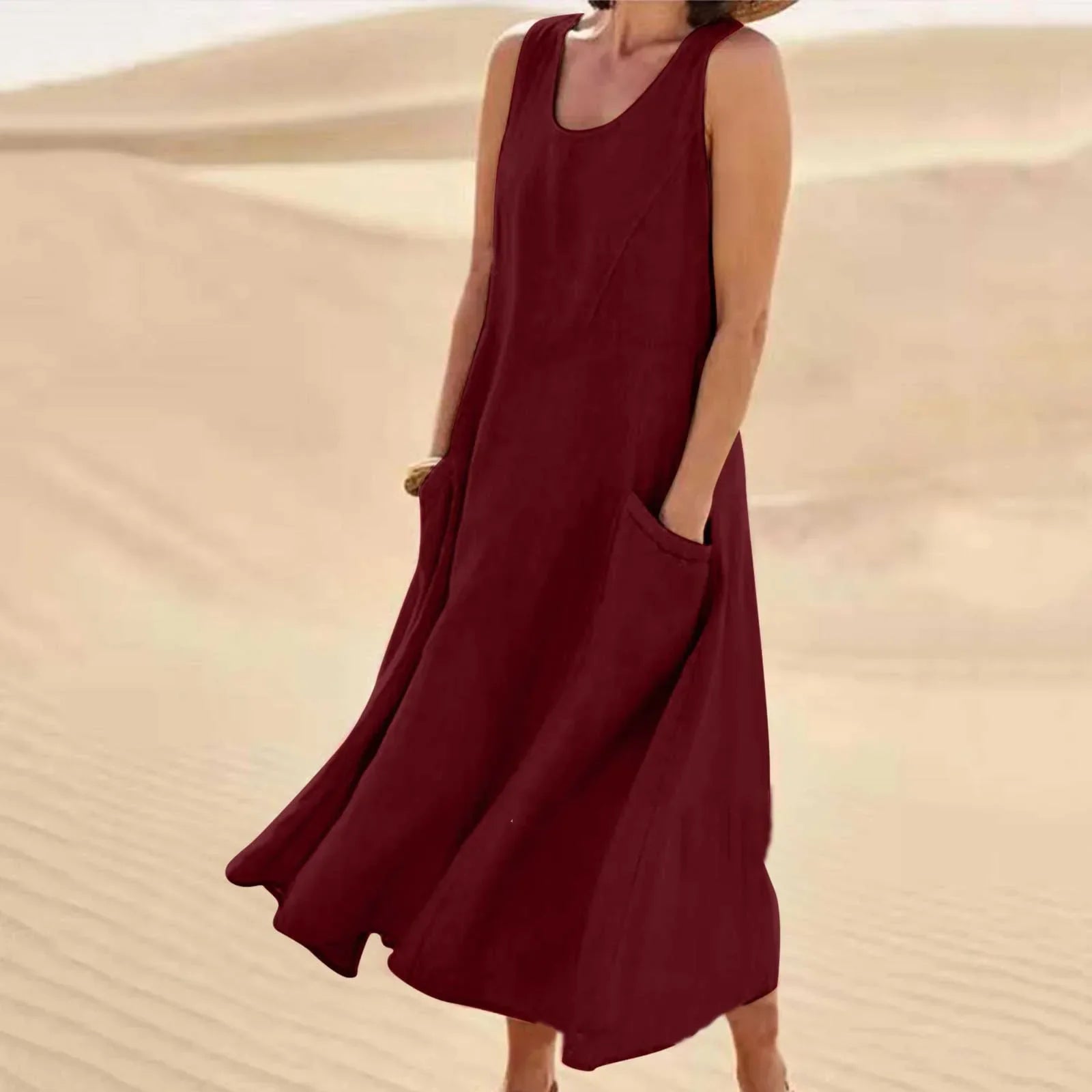 Camille - Robe Lin Sans Manches Longue Femme