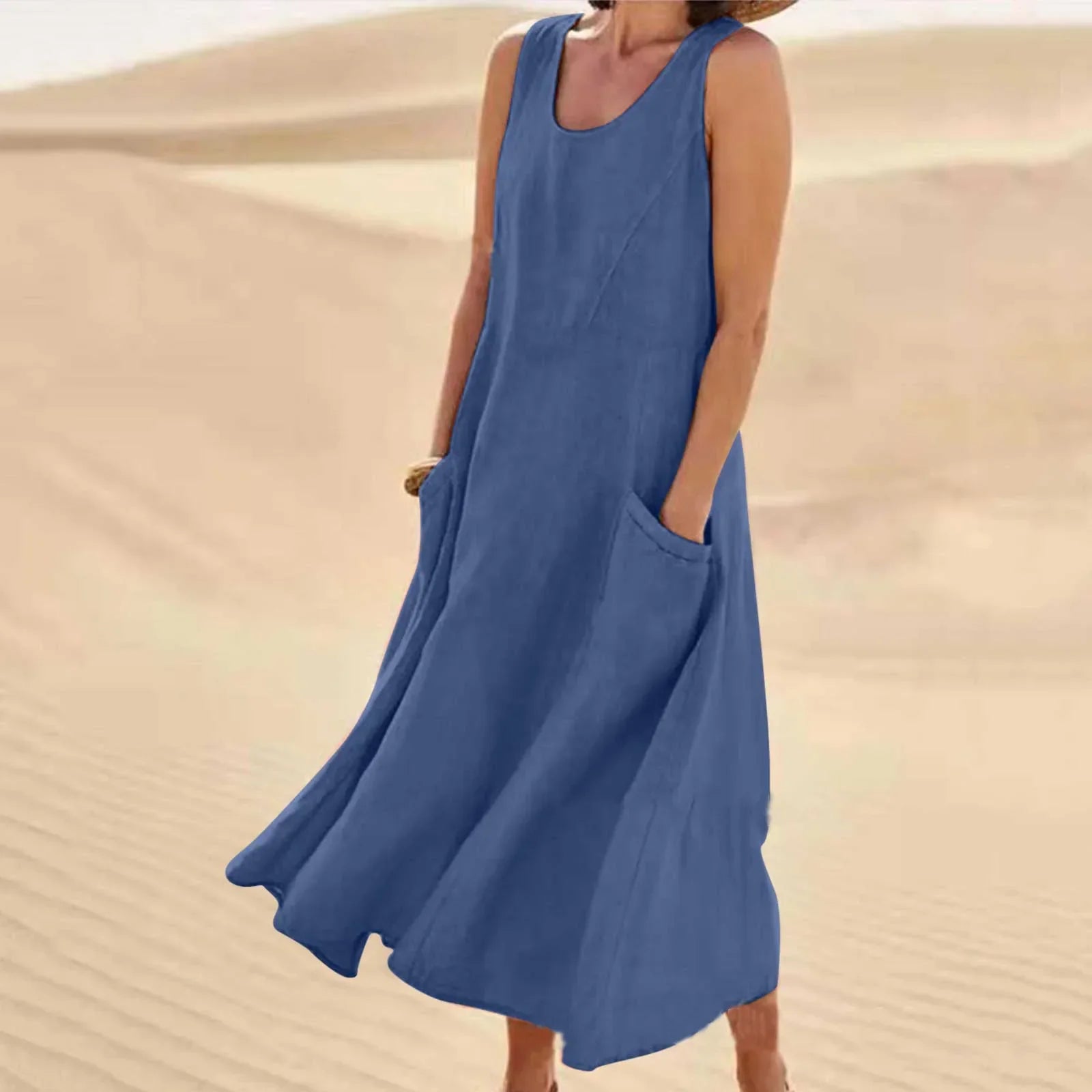 Camille - Robe Lin Sans Manches Longue Femme