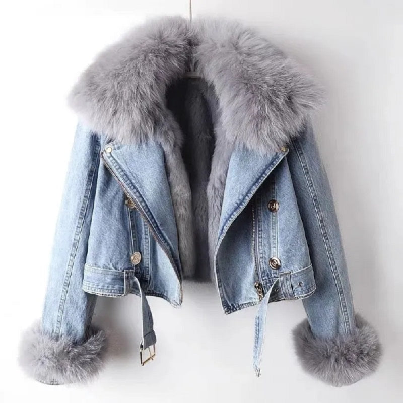 Véronique - Manteau Chic Jean Fourrure